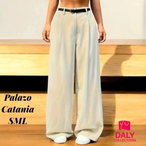 Pantalón Palazzo para Mujer en Tela Catania | Tiro Alto Elegante