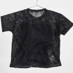 Conjunto mallado deportivo para mujer color negro con top interno.