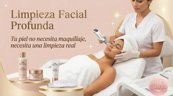 Limpieza facial profunda con extracción de puntos negros y terapia LED en Inner Glow.