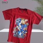 Polo infantil rojo con estampado de Minecraft