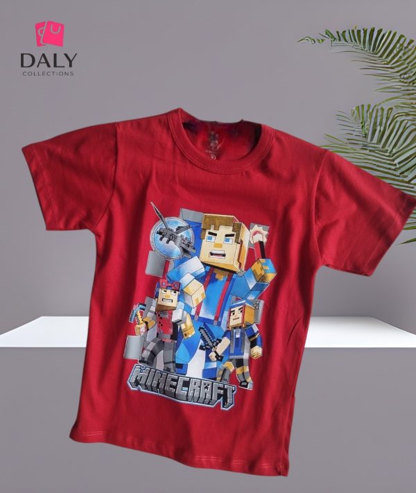 Polo infantil rojo con estampado de Minecraft