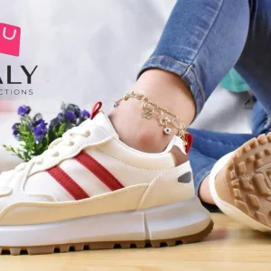 Zapatillas urbanas para niña color blanco con detalles rojos