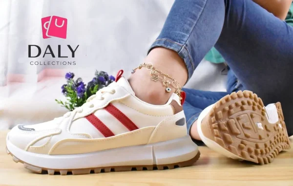 Zapatillas urbanas para niña color blanco con detalles rojos